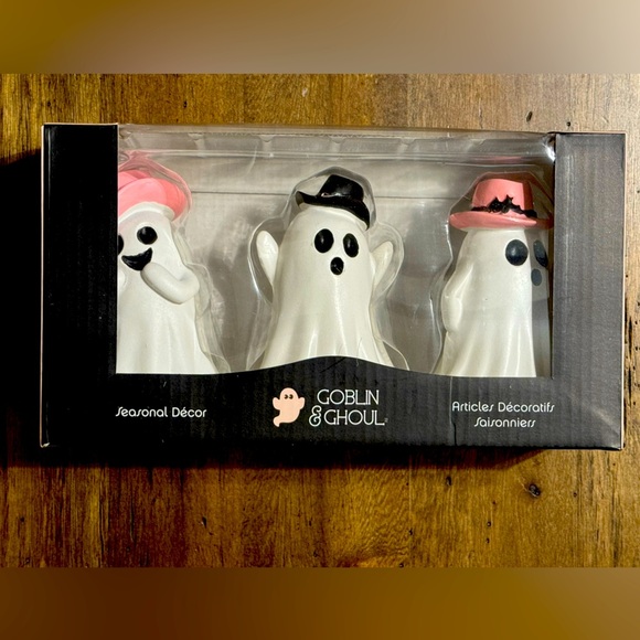 NWT Goblin & Ghoul Set of 3 Ghosts Wearing Cowgirl Hats Halloween/Fall Decor - Picture 4 of 12